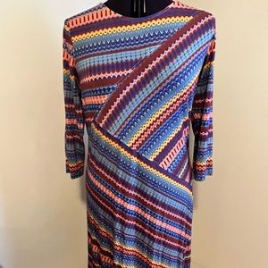 Coldwater Creek Geometric Faux-wrap F figure-flattering Dress NWOT